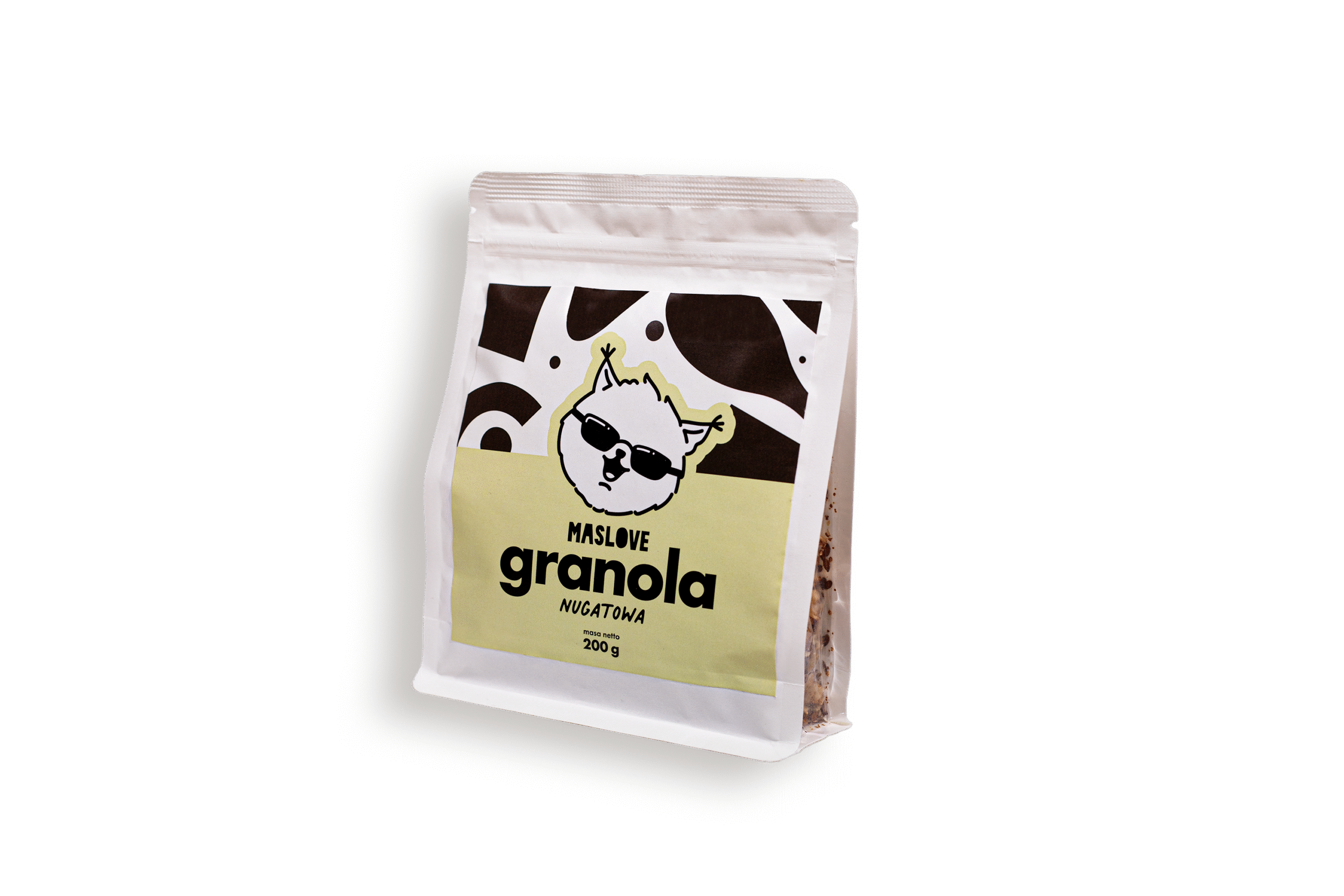 Granola 200g nugatowa w opakowaniu typu doypack z okienkiem